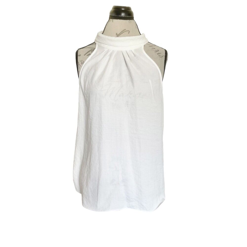 Jennifer Lopez Womens Halter Top Size Small Pin Tuck High Neck Retro Chic Preppy